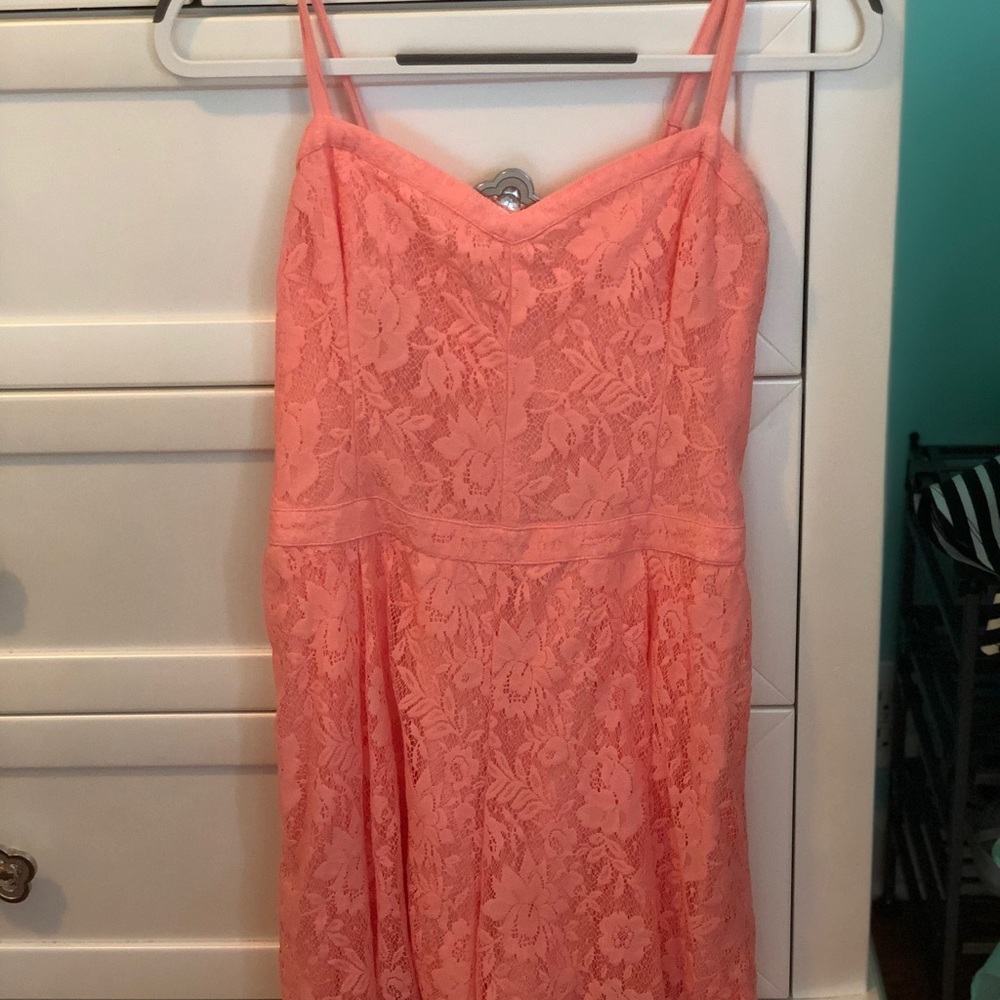 Hollister Peach/coral colored summer floral romper